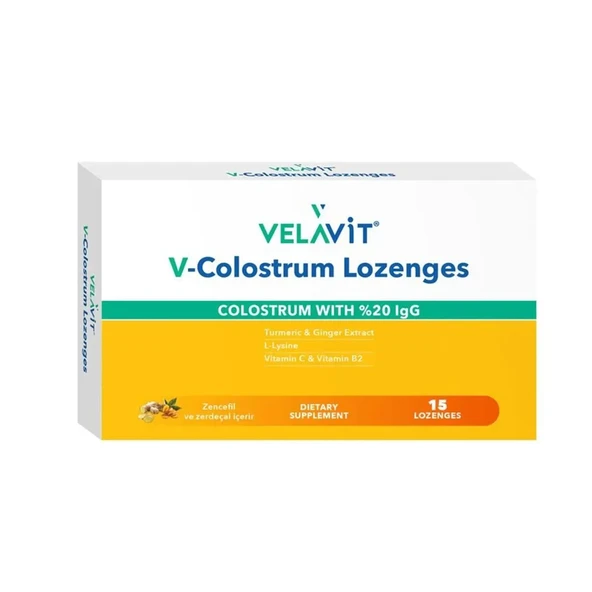 Velavit V-Colostrum Lozenges Takviye Edici Gıda 15 Pastil ürün görseli 1
