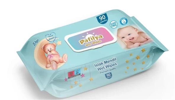 Pafilya Star Bebek Islak Havlu 90 lı  (Alcohol Free- Paraben Free) Premium Quality Wet Wipes ürün görseli 1