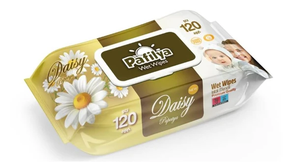 Pafilya Papatya Islak Mendil 120 li (Alcohol Free- Paraben Free) Premium Quality(çiçekli) ürün görseli 1