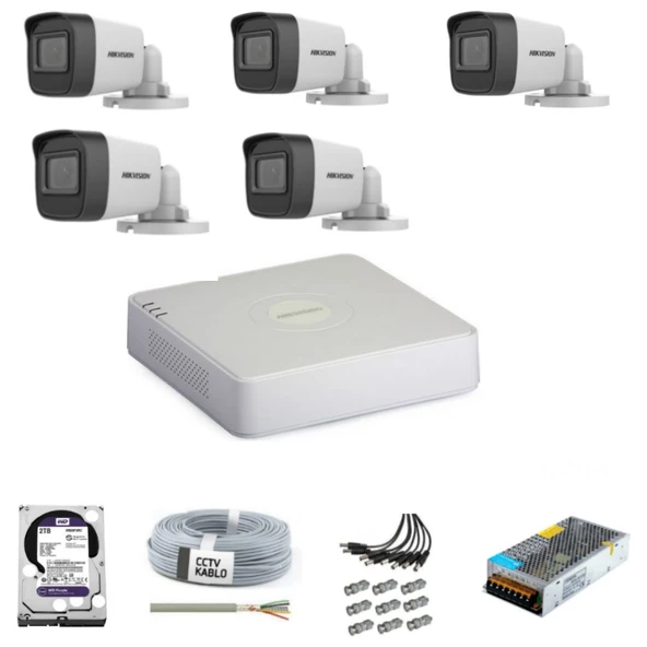 Hıkvısıon Haıkon 5 Kameralı Güvenlik Kamera Hazır Set 1tb 7/24 Hdd-1tb Kayıt Kapasiteli Sistem ürün görseli 1