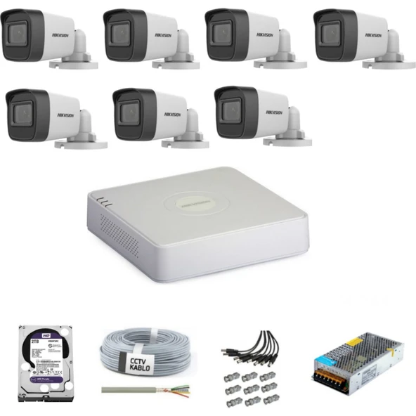 Hıkvısıon Haıkon 7 Kameralı Güvenlik Kamera Hazır Set 1tb 7/24 Hdd-1tb Kayıt Kapasiteli Sistem ürün görseli 1