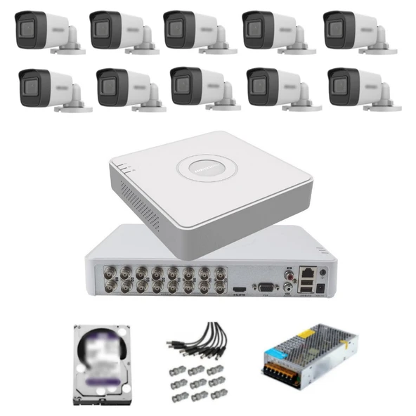 10 Kameralı Güvenlik Kamera Hazır Set 2tb 7/24 Hdd-2tb Kayıt Kapasiteli Sistem ürün görseli 1