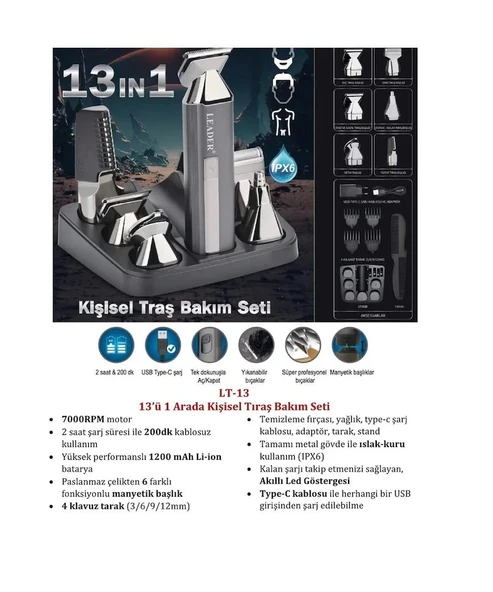 Leader LT-13 Kişisel Tıraş Bakım Seti - Resim 4