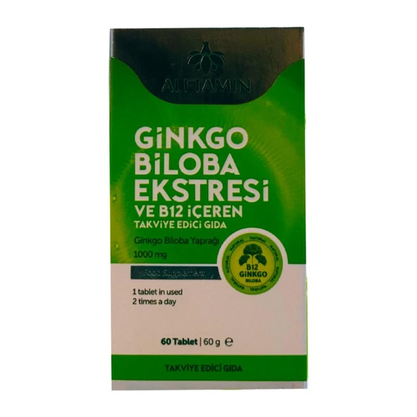 Alftamin Ginkgo Biloba ve B12 İçeren Takviye 1100 mg 60 Tablet ürün görseli 1