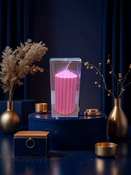 Kokulu Doğal 20cm-8cm ebatlarda pembe renk Dekoratif mum ürün görseli 1