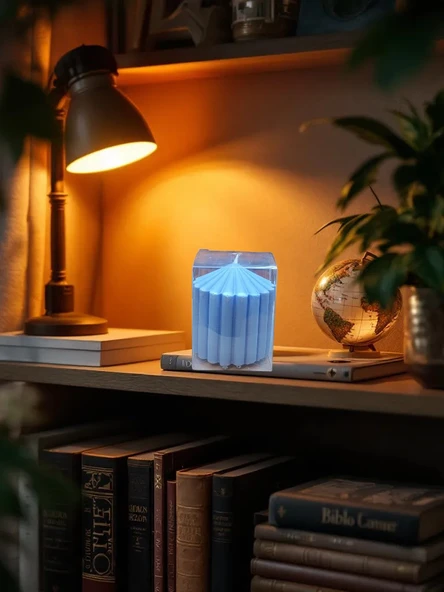 Kokulu Doğal 10cm-7cm ebatlarda mavi renk Dekoratif mum ürün görseli 1