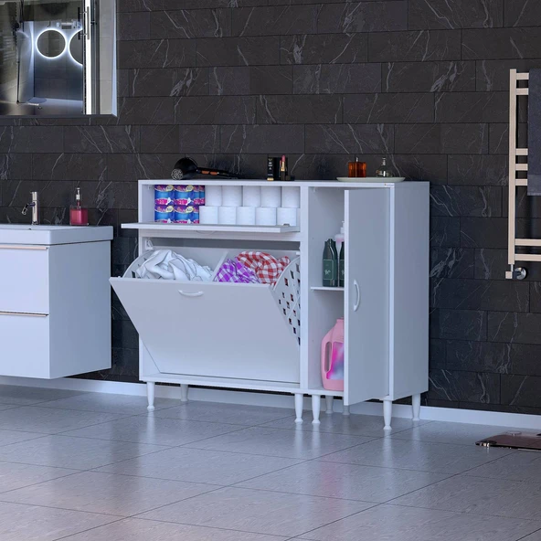 Modilayn YENİCE 110x97x32,5 cm 3 raflı ve 2 sepetli dolap ile çamaşırlarınız artık daha düzenli. ürün görseli 1