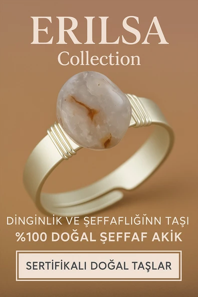 Sertifikalı Doğal Şeffaf Akik Taşı Yüzük – Ayarlanabilir Kalın Tımbıl Kasa ürün görseli 1