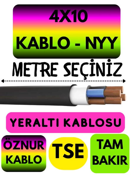 Öznur 4X10 NYY (Yeraltı Kablosu) Metre Seçenekli ürün görseli 1