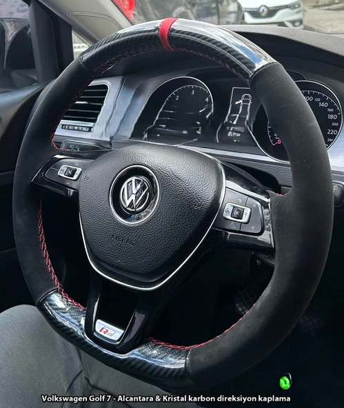 Golf 7 Jetta Passat Tiguan Polo-T-Roc F1 Dikmeli Araca Özel Direksiyon Kılıfı SOFT NOKTA KRİSTAL ürün görseli 1