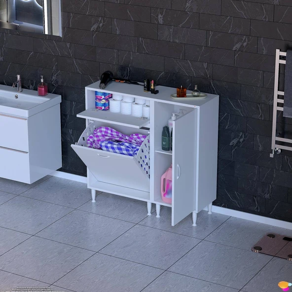 Modilayn YENİCE 115x97x32, 5 cm 3 raflı ve sepetli dolap ile çamaşırlarınız artık daha düzenli. ürün görseli 1