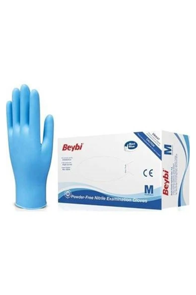 Beybi Nitril Mavi Pudrasız Eldiven Medium 100'lü ürün görseli 1