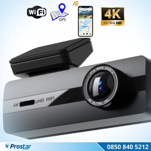 4K WIFI GPS 24 Saat Park Modu Özellikli Ekransız Dashcam Kamera ürün görseli 1