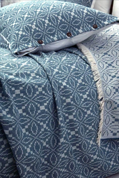Cottonest ÇİFT KİŞİLİK YATAK ÖRTÜSÜ SETİ İKİ YASTIKLI SAÇAKLI ürün görseli 1