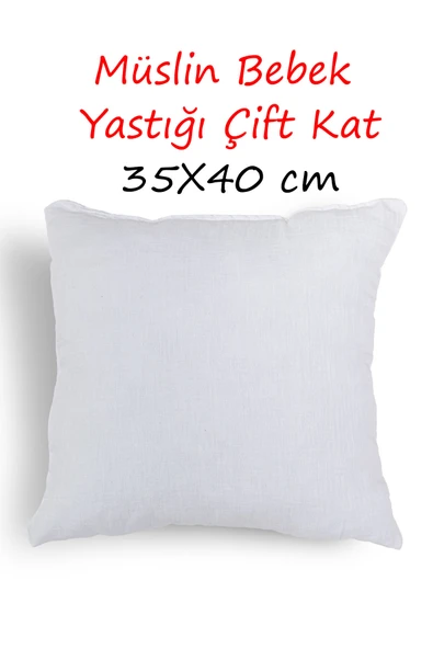 Cottonest Müslin Bebek Yastığı Saf Boncuk Silikon Dolgulu 35x40 Cm ürün görseli 1
