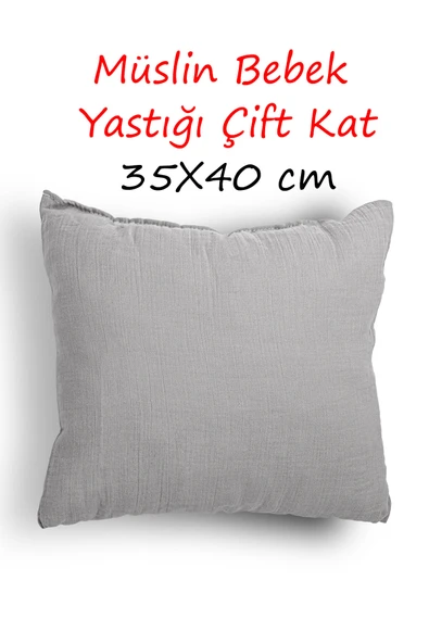 Cottonest Müslin Bebek Yastığı Saf Boncuk Silikon Dolgulu 35x40 Cm ürün görseli 1