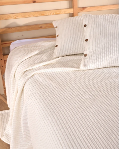 Cottonest Çitf Kişilik Yatak Örtüsü Pİke 2 Adet Yastık Kılıfı ürün görseli 1