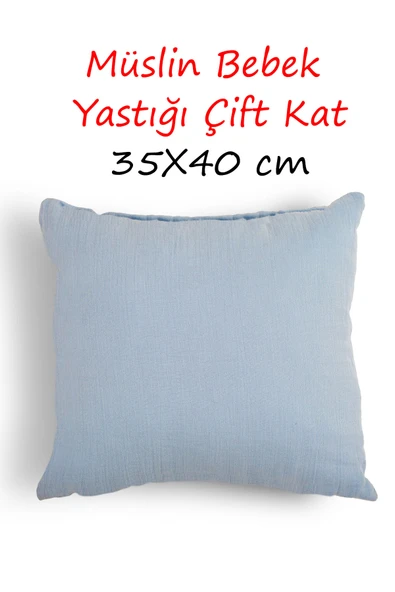 Cottonest Müslin Bebek Yastığı Saf Boncuk Silikon Dolgulu 35x40 Cm ürün görseli 1