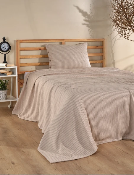 Cottonest Tek Kişilik Yatak Örtüsü Pİke 1 Adet Yastık Kılıfı ürün görseli 1