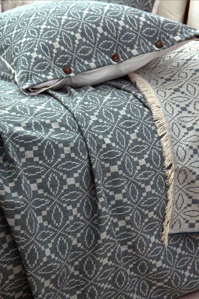 Cottonest ÇİFT KİŞİLİK YATAK ÖRTÜSÜ SETİ İKİ YASTIKLI SAÇAKLI ürün görseli 1