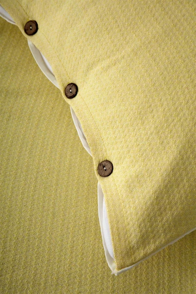 Cottonest Çift Kişilik Yatak Örtüsü Seti 2 Yastıklı Düğme Detaylı ürün görseli 1