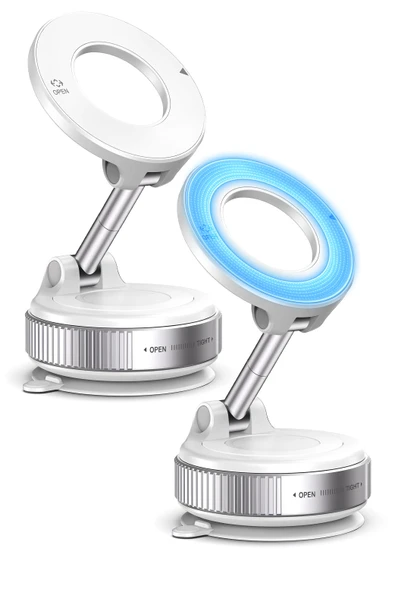 2li MagnetPRO 360° Ayarlanabilir Araç İçi Masa Üstü Vakumlu Mıknatıslı Magsafe Telefon Tutucu Beyaz ürün görseli 1
