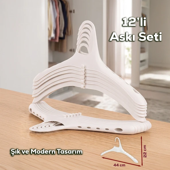 Porsima Harmoni 12 Adet Dolap Içi Düzenleyici Organizer İç İçe Geçen Askı Tişört Gömlek Elbise Askısı Beyaz ürün görseli 1
