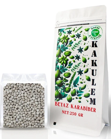 Kakulem SERTİFİKALI 250 GR Katkısız Ak Biber Beyaz Tane Karabiber ürün görseli 1