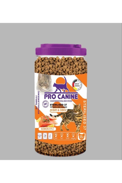 37 AZ TAHILLI HYPOALLERGENİC SOMONLU KISIR - OBEZ STERİLİSED YETİŞKİN KEDİ MAMASI 1,5 LT ürün görseli 1