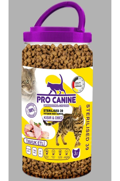 AZ TAHILLI HYPOALLERGENİC TAVUK ETLİ KISIR -OBEZ STERİLİSED YETİŞKİN KEDİ MAMASI 3 LT ürün görseli 1