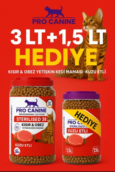 PROCANİNE 38 KUZU ETLİ KISIR KEDİ MAMASI 3 LT ürün görseli 1