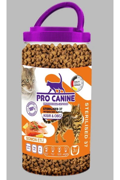 AZ TAHILLI HYPOALLERGENİC SOMONLU KISIR - OBEZ STERİLİSED YETİŞKİN KEDİ MAMASI 3 LT ürün görseli 1