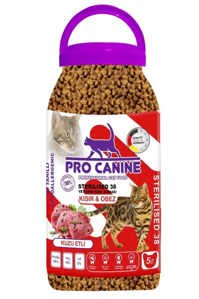 Az Tahıllı Hypoallergenic Kuzu Etli Kısır   Obez Sterilised Yetişkin Kedi Maması 5 lt ürün görseli 1