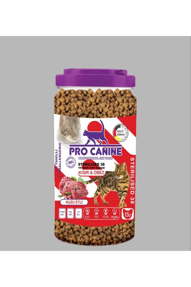 38 Hypoallergenic Kuzu Etli Kısır - Obez Sterilised Yetişkin Kedi Maması 1,5 Lt ürün görseli 1