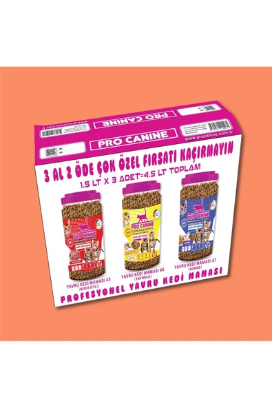 PROFESYONEL YAVRU KEDİ MAMASI 1,5 LT X 3 ADET = 4,5 LT ürün görseli 1