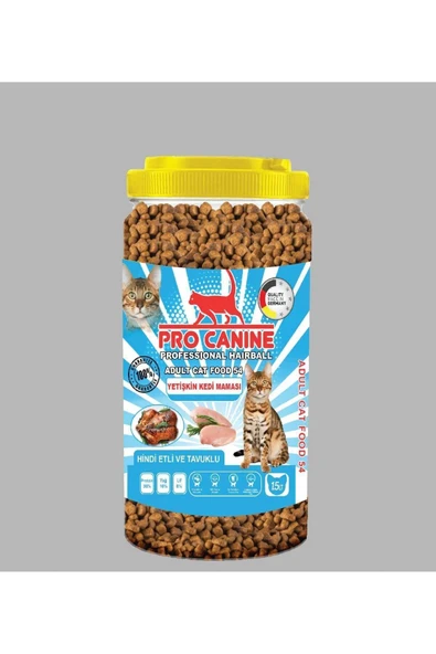 PRO CANİNE 54 HAIRBALL HİNDİ ETLİ - TAVUKLU YETİŞKİN KEDİ MAMASI 1,5 LT ürün görseli 1