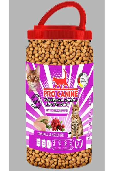 Professional Haırball Tavuklu & Kızılcıklı Yetişkin Kedi Maması 3 Lt ürün görseli 1