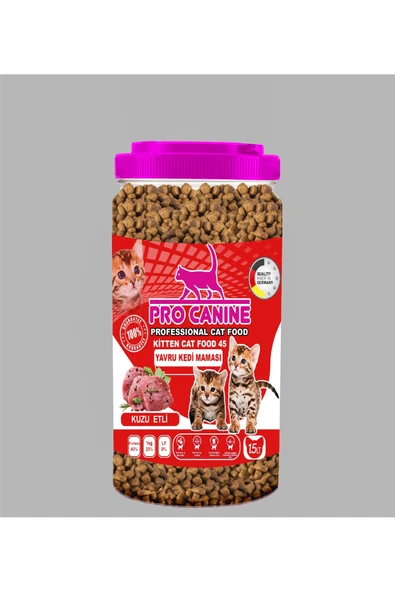 PRO CANİNE PROFESSİONAL 45 KUZU ETLİ KİTTEN KEDİ MAMASI 1,5 LT ürün görseli 1