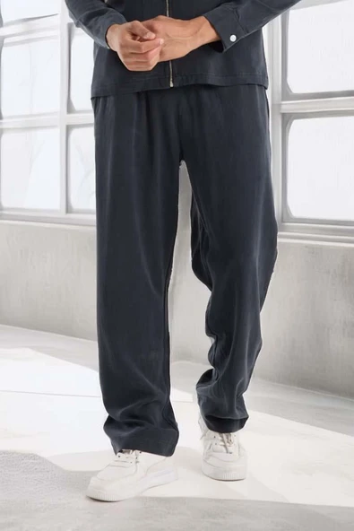 Baggy Kalıp Cupra Kumaş Jogger Erkek Eşofman Altı Pantolon - Füme ürün görseli 1