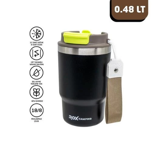 Rox Camping 0193 Pipetli Kahve Termosu 0.48 Lt - Siyah ürün görseli 1