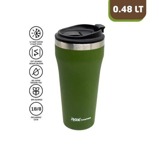 Rox Camping 0191 Kahve Termosu 0.48 Lt - Yeşil ürün görseli 1