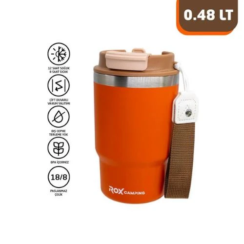 Rox Camping 0195 Pipetli Kahve Termosu 0.48 Lt - Turuncu ürün görseli 1
