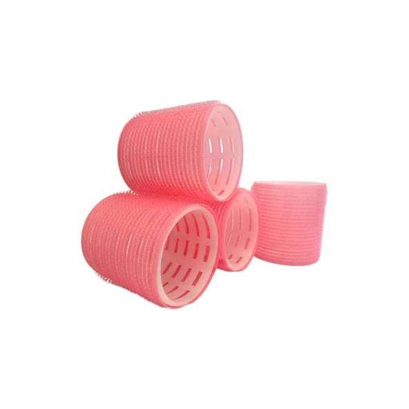 Croc 4lü Büyük Boy Plastik Bigudi Pembe CB23 - Cırtlı Yapışkanlı Saç Bigudisi ürün görseli 1