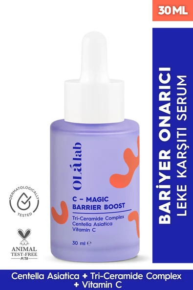 OlaLab Aydınlatıcı Bariyer Onarıcı Nemlendirici Ceramide & Vitamin C & Cica Serum 30 ml ürün görseli 1
