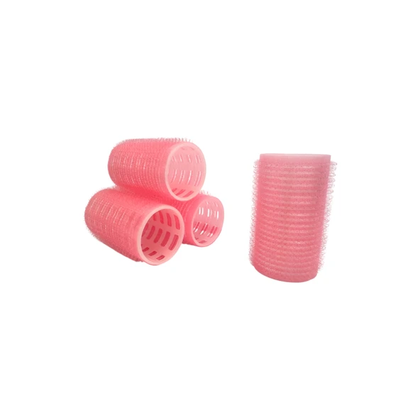 Croc 4lü Küçük Boy Plastik Bigudi Pembe CB21 - Cırtlı Yapışkanlı Saç Bigudisi ürün görseli 1