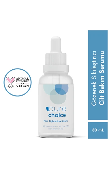 Pure Choice Gözenek Sıkılaştırıcı Cilt Bakım Serum 30 Ml (%10 Niacinamide + %2 Zinc Pca + %2 Salicylic Acid) ürün görseli 1