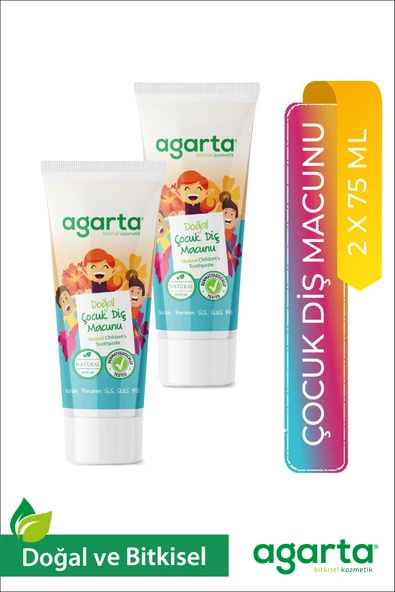 Agarta 2 Adet Doğal Florürsüz Çocuk Diş Macunu Çilekli 75 ml ürün görseli 1