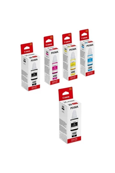 Canon GI-490 Pixma G3400 4 Renk Mürekkep Seti + 1 Siyah ürün görseli 1