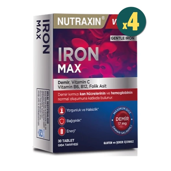 Nutraxin Iron Max 30 Tablet 4'lü ürün görseli 1