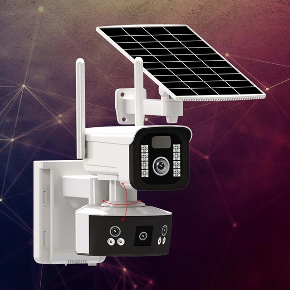 O-KAM OKAM 3920 6MP SOLAR 2 KAMERALI PTZ SİM KART DESTEKLİ GECE GÖRÜŞLÜ GÜNEŞ ENERJİLİ GÜVENLİK KAMERASI ürün görseli 1